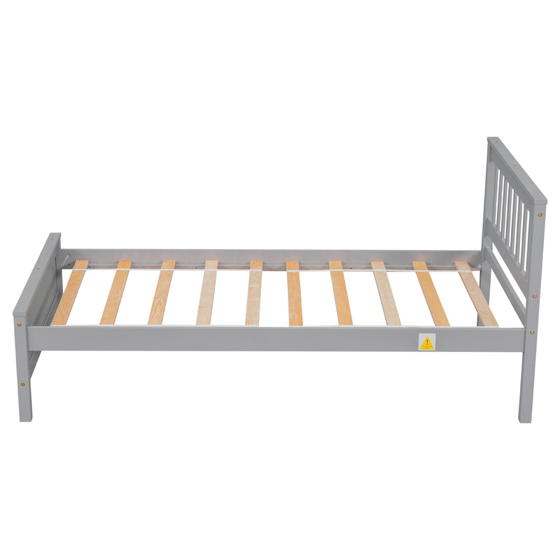 Twin Bed with Headboard and Footboard for Kids, Teens, Adults,with a Nightstand,Grey