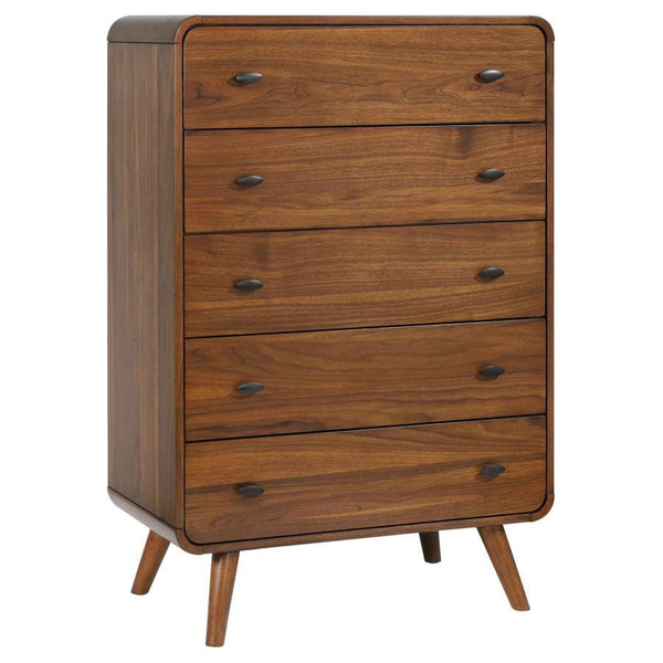 Robyn - 5-Drawer Bedroom Chest - Dark Walnut - Atlantic Fine Furniture Inc