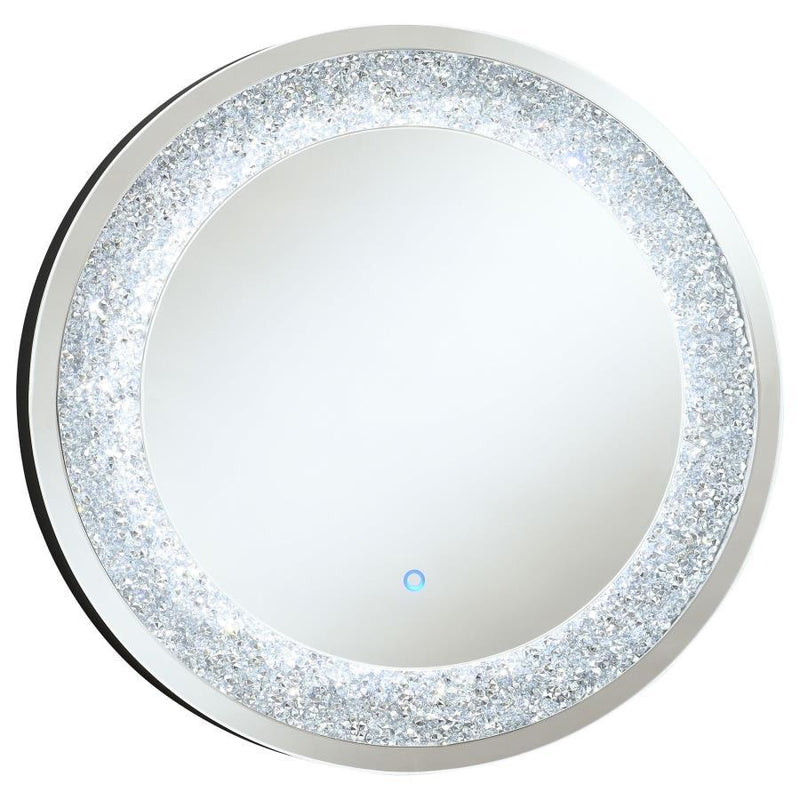 Landar - Round LED Light Wall Mirror - Silver - Atlantic Fine Furniture Inc