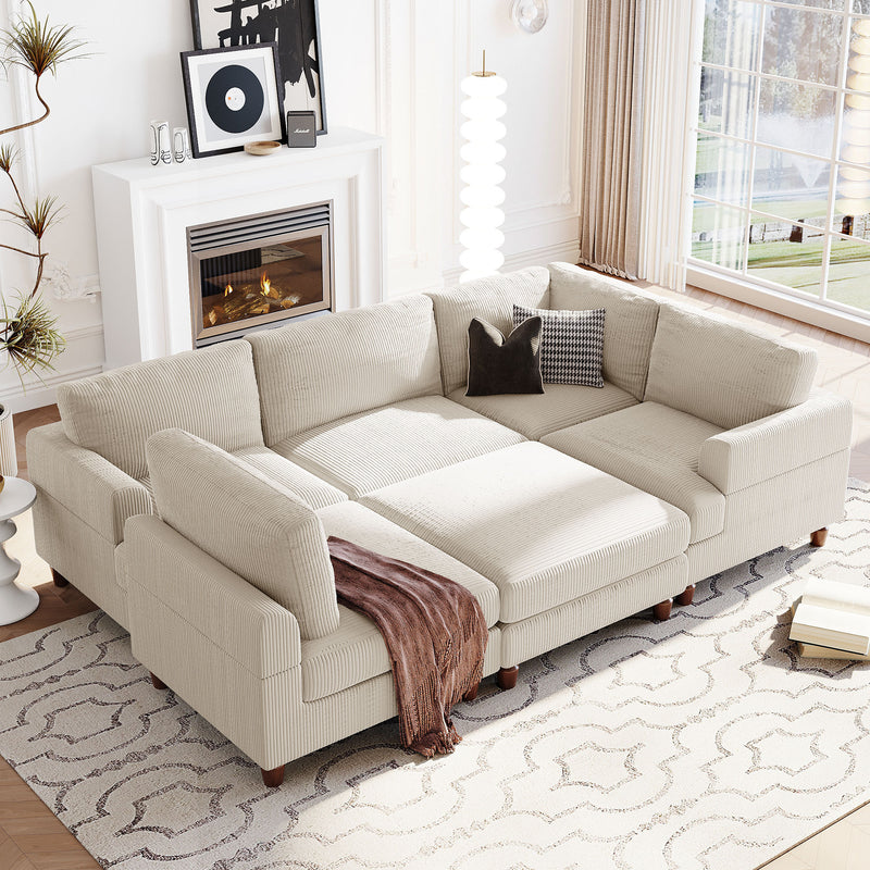 U_Style Modular Sectional Sofa with Ottoman L Shaped Corner Sectional for Living Room, Office, Spacious Space(same sku: WY000336AAA)