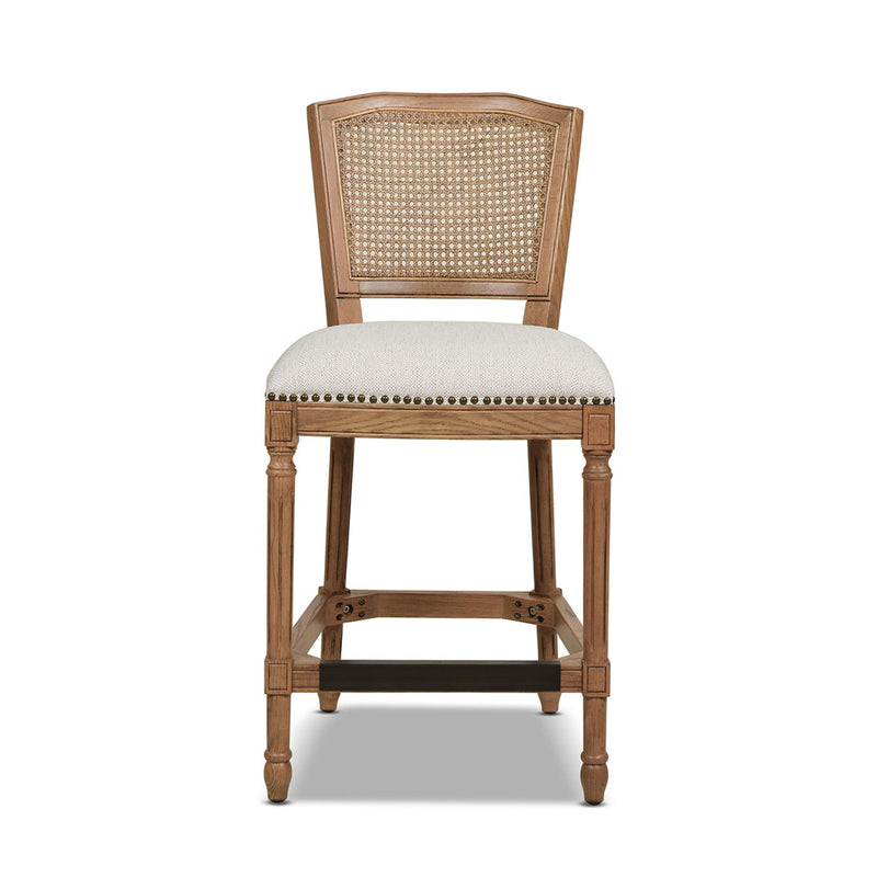 Triomphe - Wicker High Back Armless Counter Bar Stool, Stain Resistant High - White Pepper