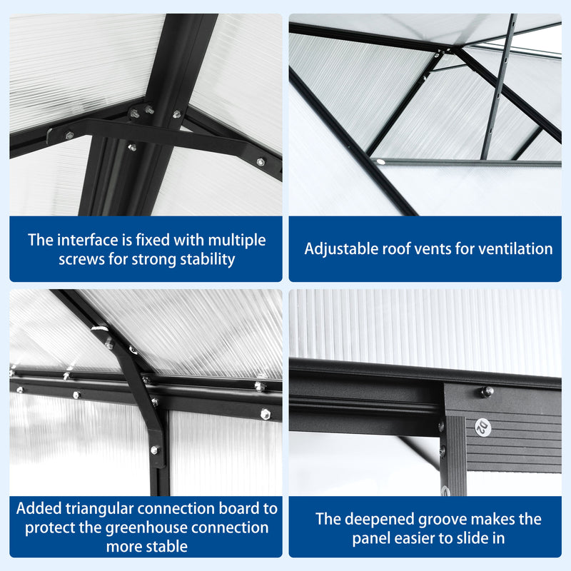 Polycarbonate Greenhouse Raised Base And Anchor Aluminum Heavy Duty Walk-In Greenhouses For Outdoor Backyard In All Season