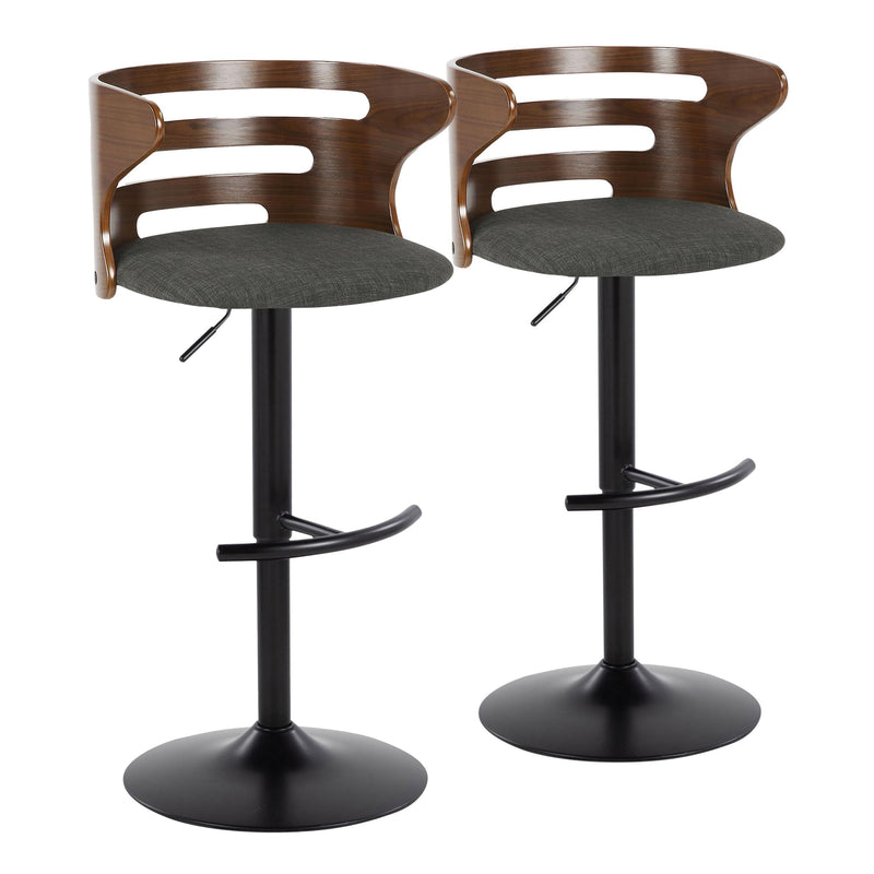 Cosi - Mid Century Modern Adjustable Barstool With Swivel With Rounded T Footrest (Set of 2)