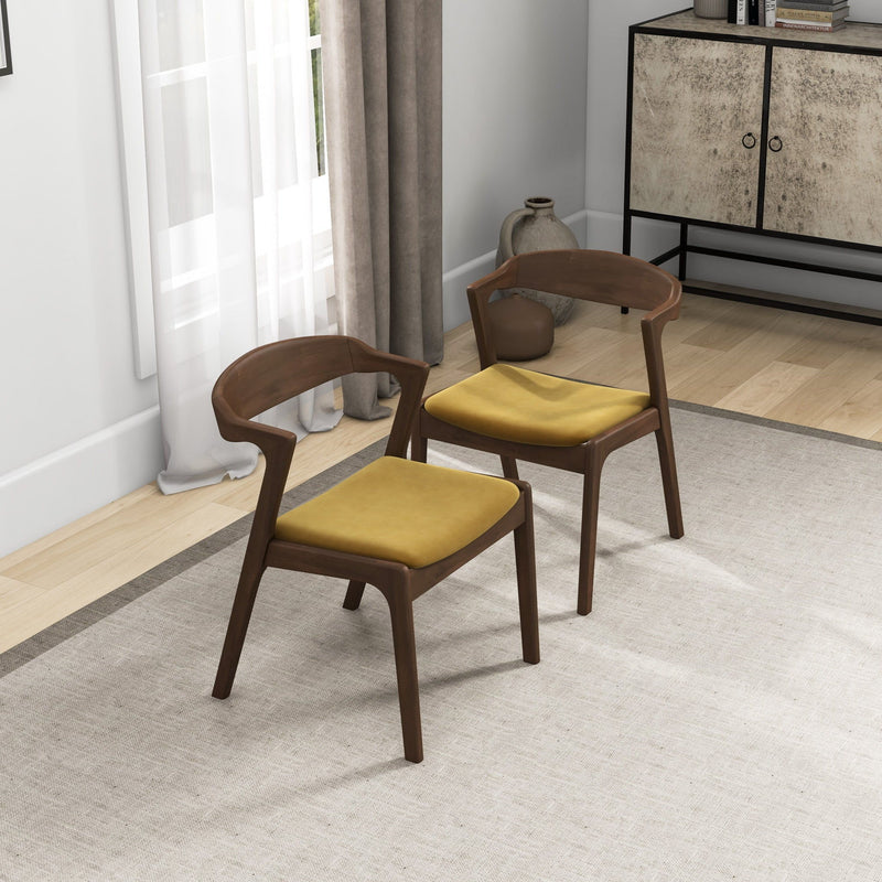 Dakota - Velvet Dining Chair (Set of 2) - Brown / Yellow