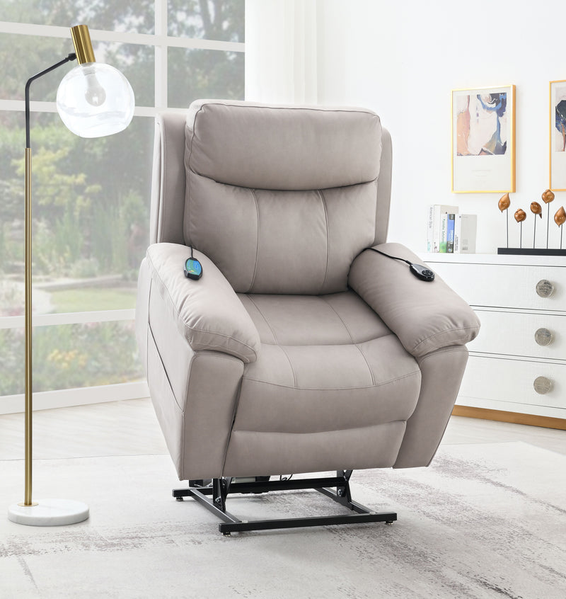 Chriki - Polished Microfiber Power Motion Recliner With Lift Heating Massage Chair