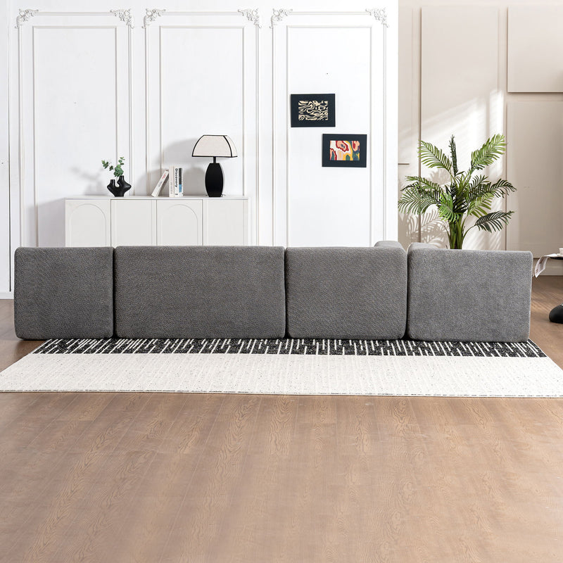 Upholstered Sofa Free Combined Sofa Couch With Two Chaise Lounge And Five Back Pillows For Living Room