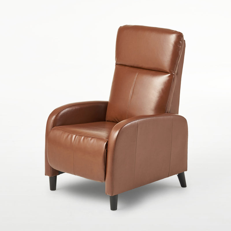 Wide Faux Leather Push Back Standard Recliner - Hazelnut