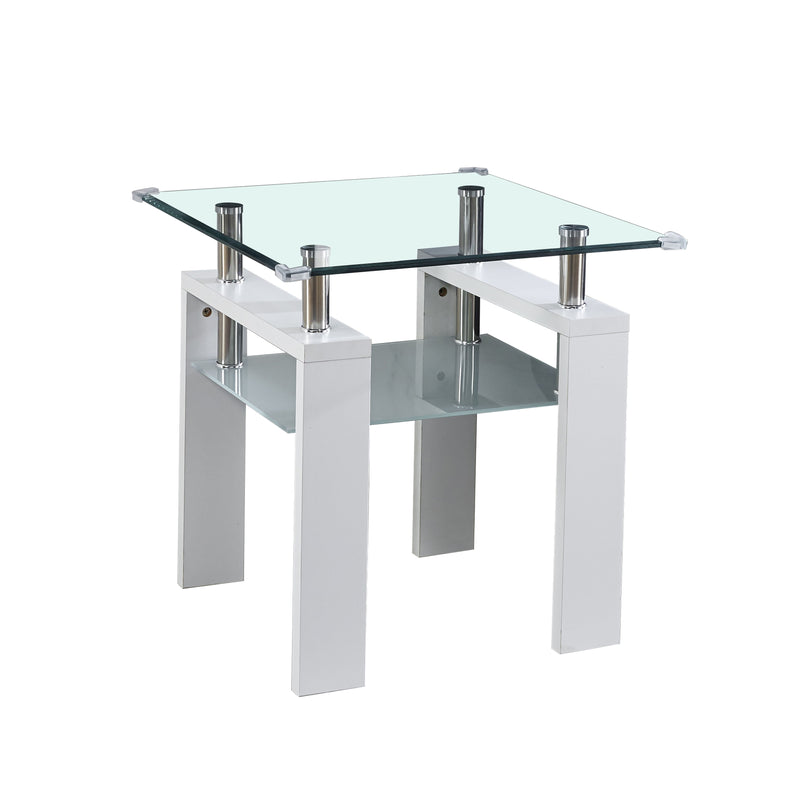 Clear Glass Top Side Table, End Table, Modern Design For Home