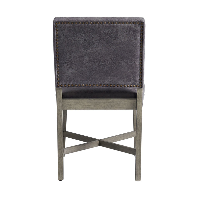 Collins - Dining Side Chair With Stretcher With Brown PU (Set of 2) - Gray