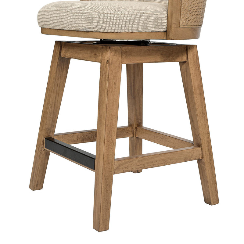 Bahama - Cane High Back Swivel Counter Stool With Recessed Arms Textured Weave - Taupe Beige