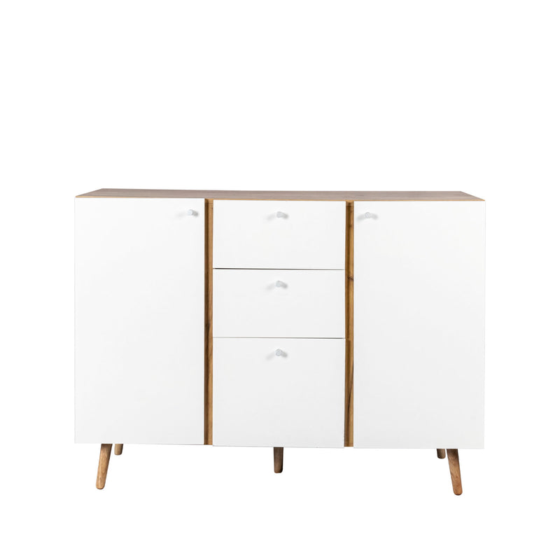 Sideboard Buffet Cabinet With 3 Drawers & 2 Doors, Buffet Cabinet With Adjustable Shelves For For Living Room Dining Room Hallway, Kitchen - White