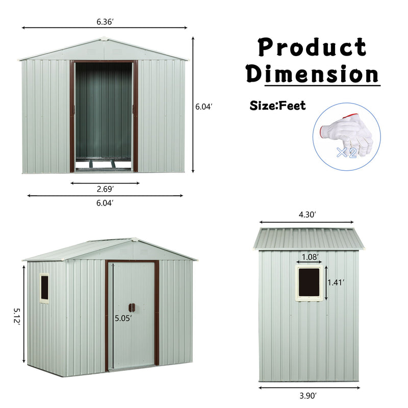 Ry-Sdyx56-Ww Outdoor Metal Storage Shed With Window - White