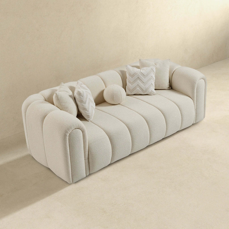 Beatrice - Modern Tufted Sofa - Ivory / White