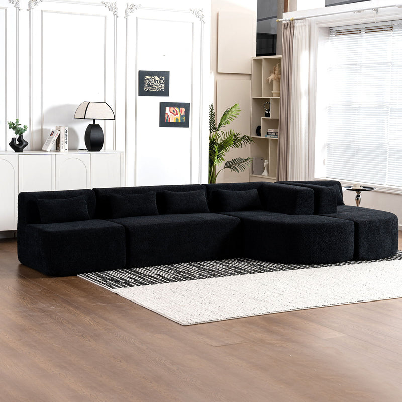 Upholstered Sofa Free Combined Sofa Couch With Two Chaise Lounge And Five Back Pillows For Living Room