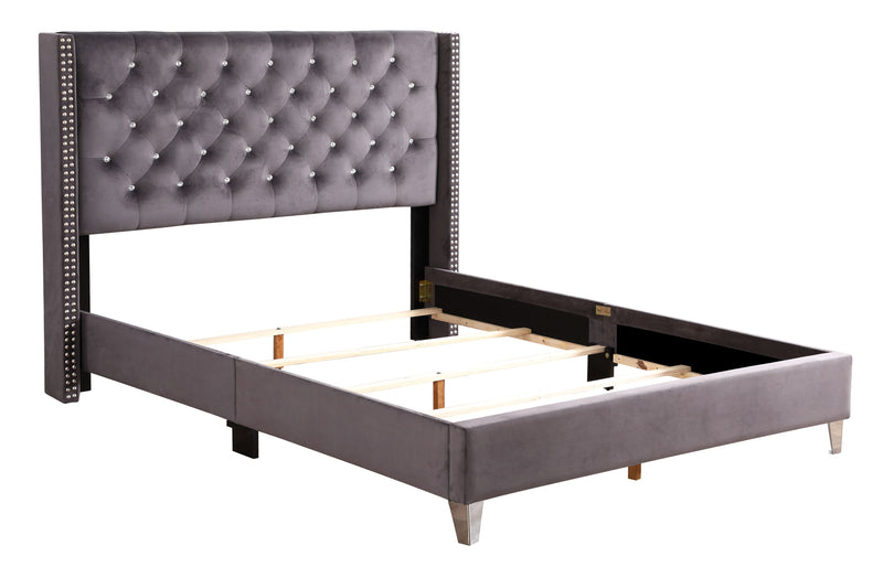 Julie - Upholstered Bed With Faux Diamonds