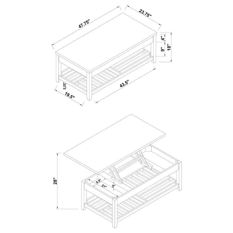 Cliffview - Rectangular Wood Lift Top Coffee Table - Gray - Atlantic Fine Furniture Inc