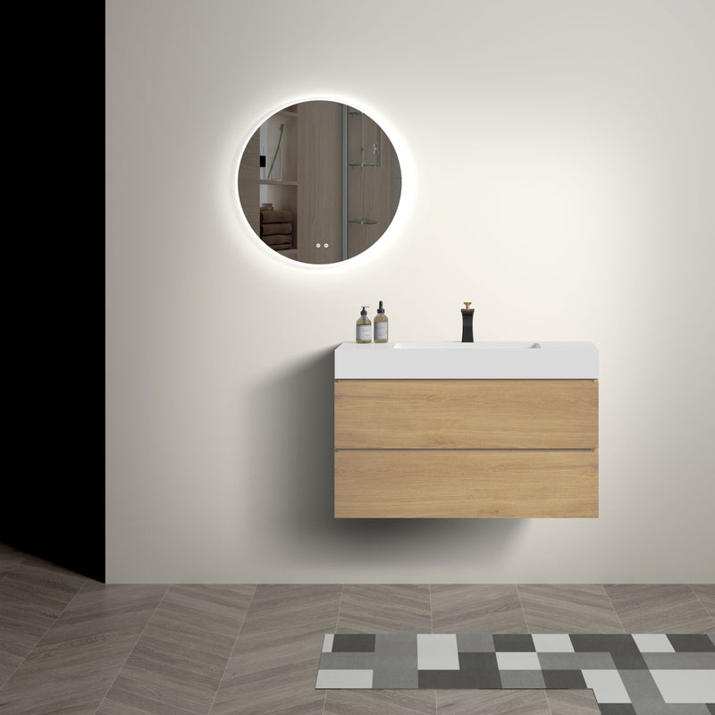 Alice - Bathroom Vanity With Sink, Large Storage Wall Mounted Floating Bathroom Vanity For Modern Bathroom