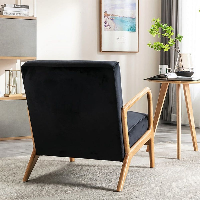 Classic Mid-Century Modern Accent Chairs, Open Framed Armchair With Cushioning