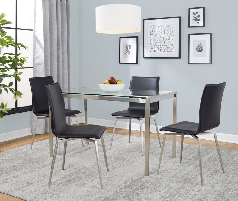 Fuji Mason - Upholstered Swivel Contemporary Dining Set Dining Set, Glass, 5 Piece