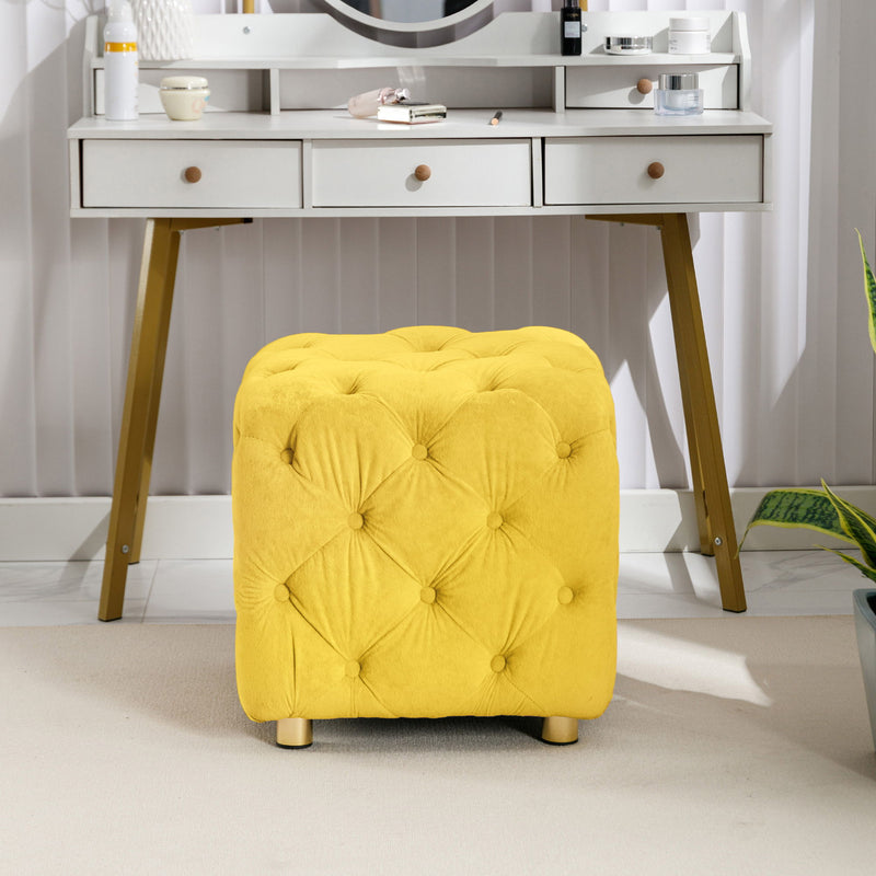 Modern Velvet Upholstered Ottoman, Exquisite Small End Table, Soft Foot Stool, Dressing Makeup Chair, Comfortable Seat For Living Room, Bedroom, Entrance