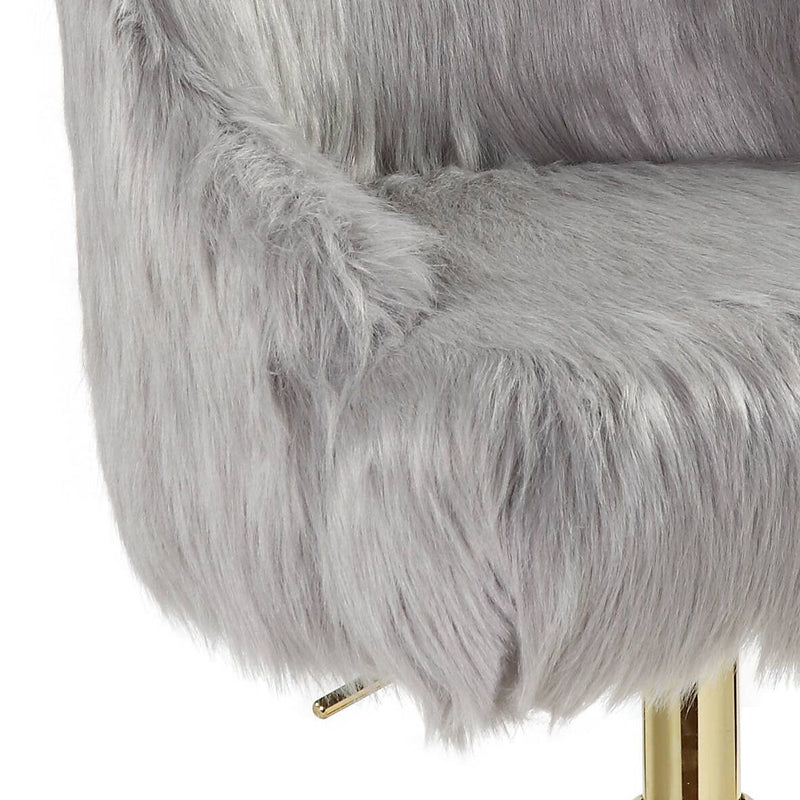 Arundell II - Faux Fur Office Chair - Gold / Gray