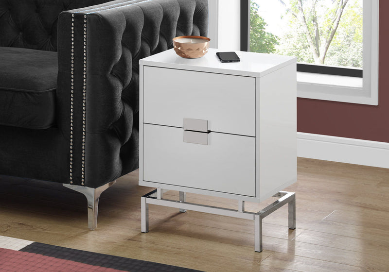 Accent Side Table, Storage Drawer, Modern Design