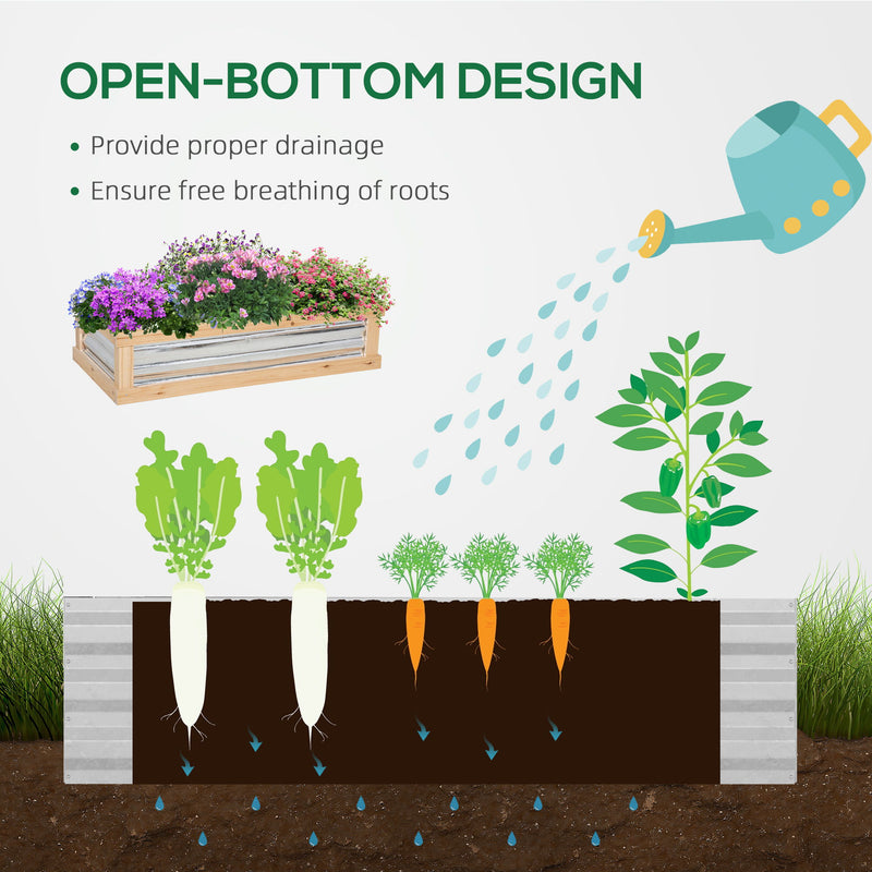 Outsunny - Raised Garden Bed With Polycarbonate Greenhouse, Wooden Garden Cold Frame Greenhouse, Flower Planter Protection, 48" x 24" x 32" - Natural