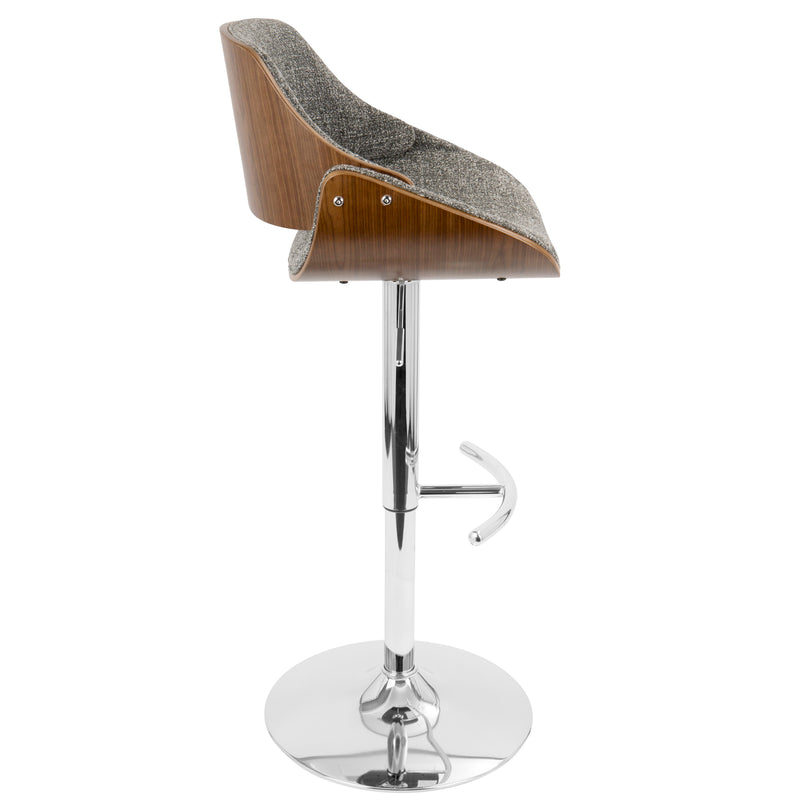 Fabrizzi - Mid Century Modern Adjustable Barstool With Swivel With Rounded T Footrest (Set of 3)