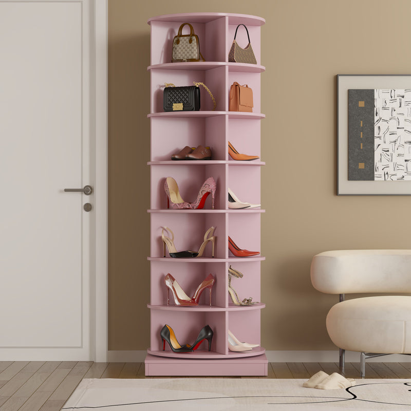 New 360 Rotating Shoe Cabinet 7 Layers Holds Up To 28 Paris Of Shoes