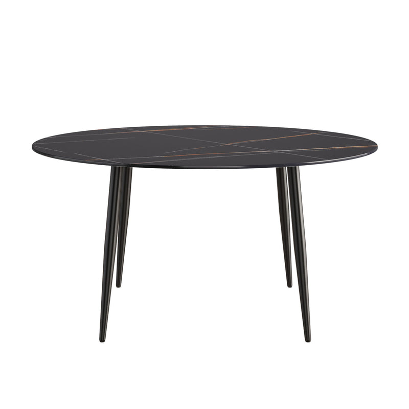 Modern Man-Made Stone Round Dining Table-Position For 6 People