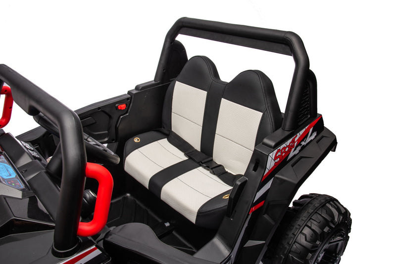 12V7A*2 30W*4 Four-Wheel Drive Leather Seat One Button Start, Forward And Backward, High And Low Speed, Music, Front Light, Power Display, Two Doors Can Open, 2.4G R / C, Seat Belt Four Wheel Absorber