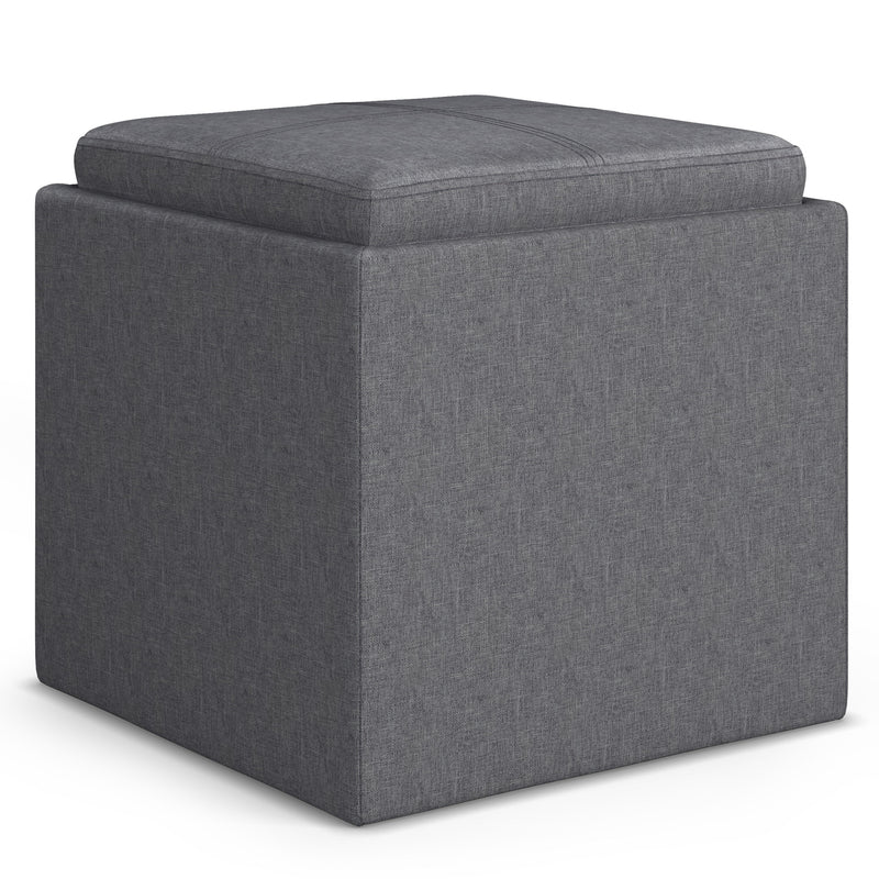 Rockwood - Upholstered Cube Storage Ottoman With Tray