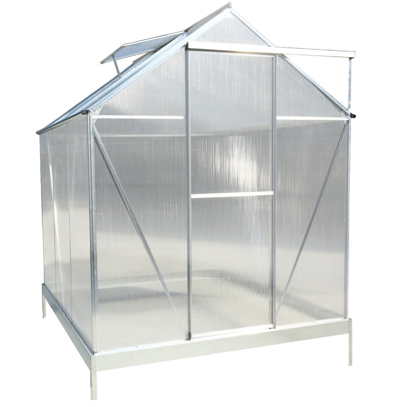 Polycarbonate Greenhouse, Heavy Duty Outdoor Aluminum Walk-In Green House Kit With Rain Gutter, Vent And Door For Backyard Garden