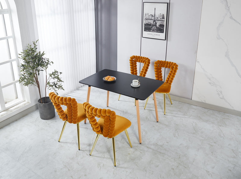 Modern Chair With Iron Tube Legs, Soft Cushions And Comfortable Backrest, Suitable For Dining Room, Living Room, Cafe, Hairball Back