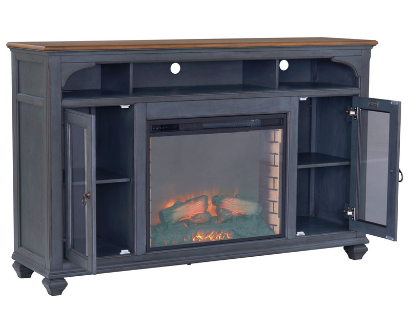 Americana - 66 In Fireplace TV Stand For TVs Up To 80" - Blue