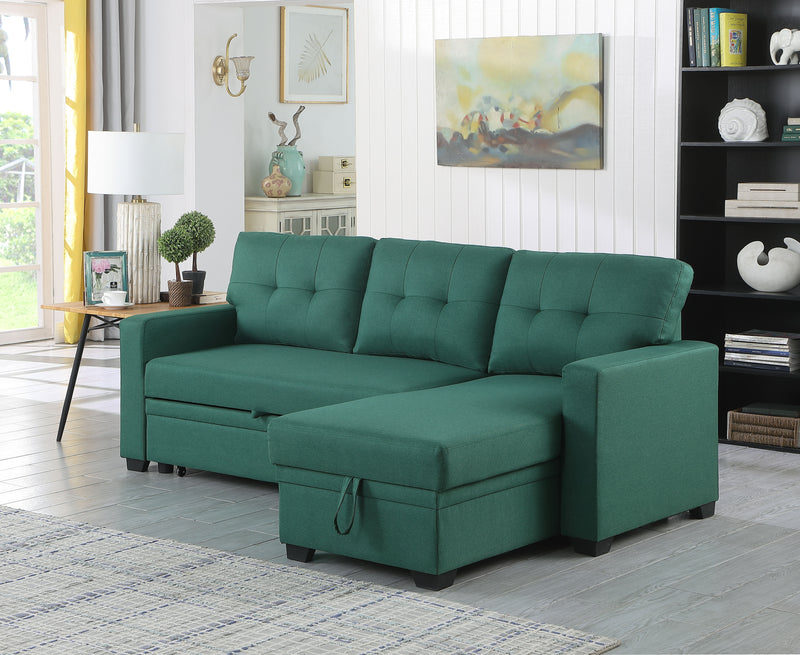 Upholstered Pull Out Sectional Sofa With Chaise