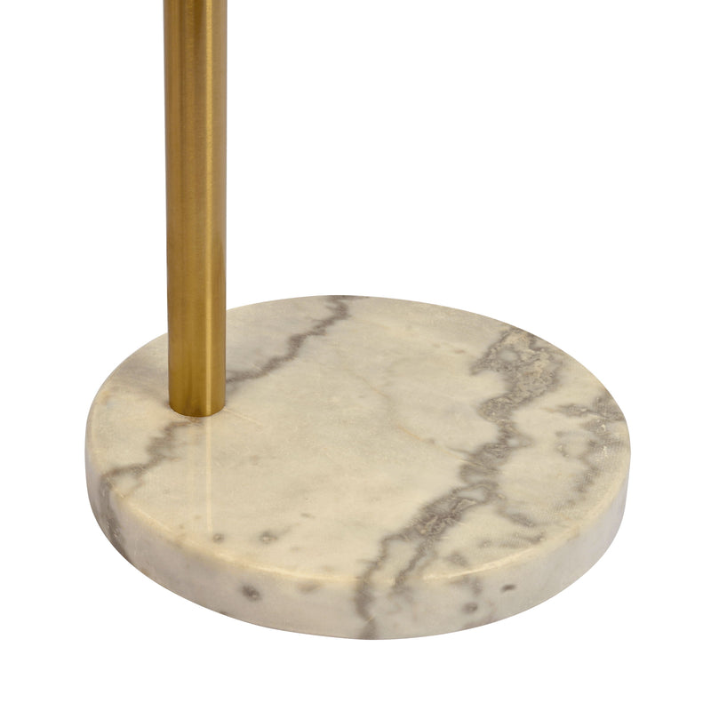 Oasis - Long Arm Gold Adjustable Floor Lamp With Round Marble Base - Gold / White Marble