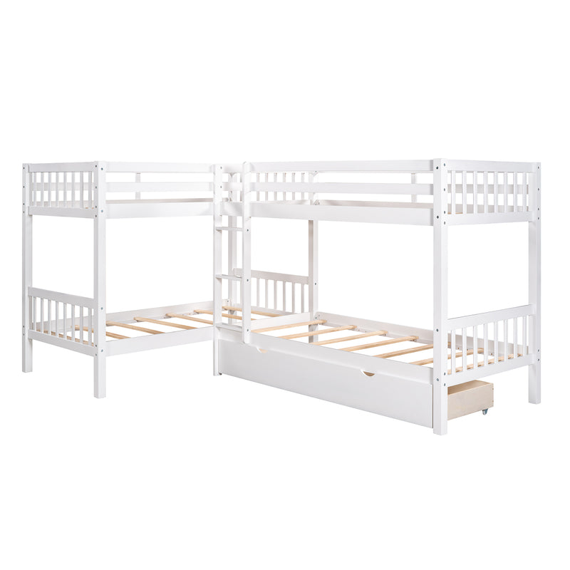 Twin L-Shaped Bunk bed with Drawers-Gray(OLD SKU :LP000038AAK)