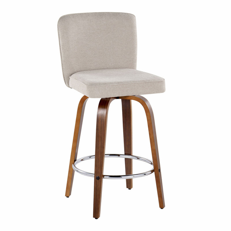 Henry - Contemporary Fixed Height Counter Stool With Swivel With Round Footrest (Set of 2)