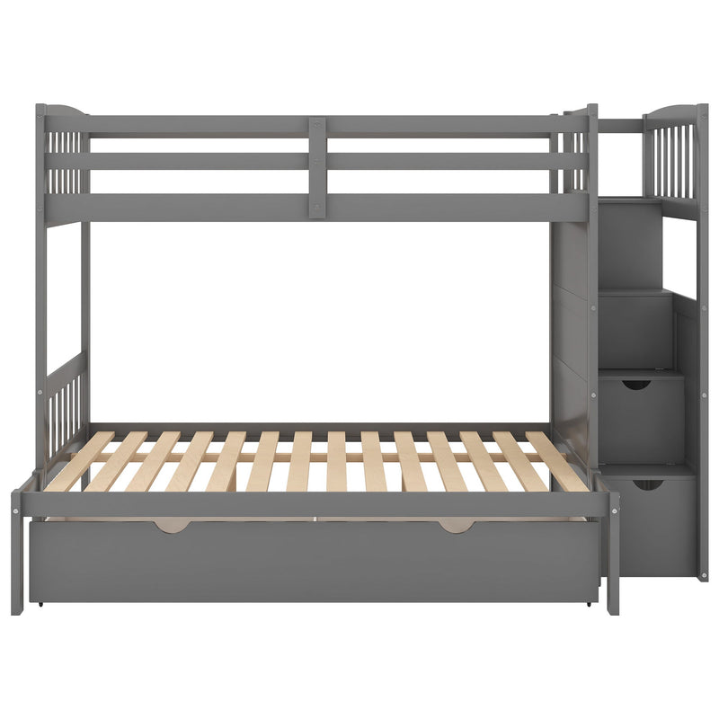 Bunk Bed, Convertible Bottom Bed, Storage Shelves And Drawers