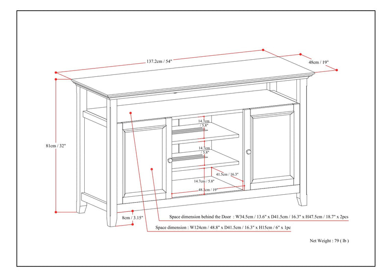 Amherst - TV Media Stand, Handcrafted