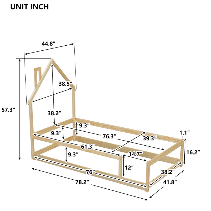 Wood Bed With House Shaped Headboard Floor Bed With Fences