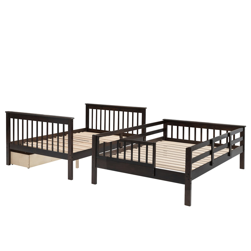 Stairway Full-Over-Full Bunk Bed with Drawer, Storage and Guard Rail for Bedroom, Espresso color( old sku: LP000310AAP )