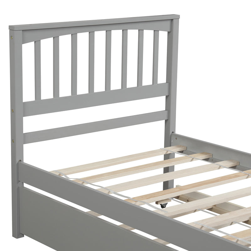 Twin size Platform Bed with Trundle, Gray