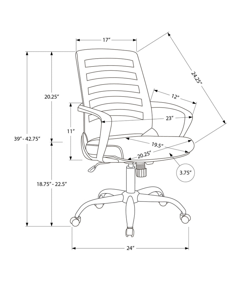 Office Chair, Adjustable Height, Swivel, Ergonomic, Armrests