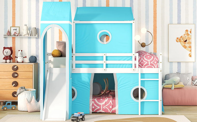 Loft Bed With Slide Tent And Tower