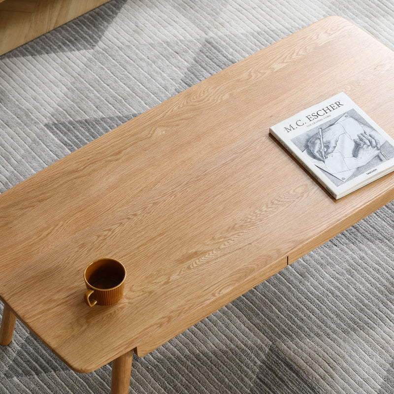 Low Table, Coffee Table With Storage Shelf - Natural