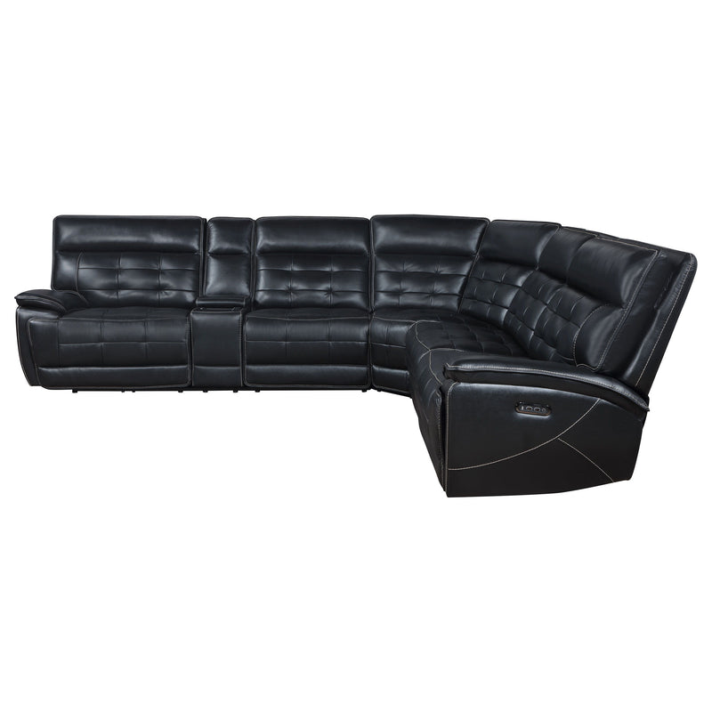 Hewitt - Leather Upholstered Power Reclining Sectional - Black