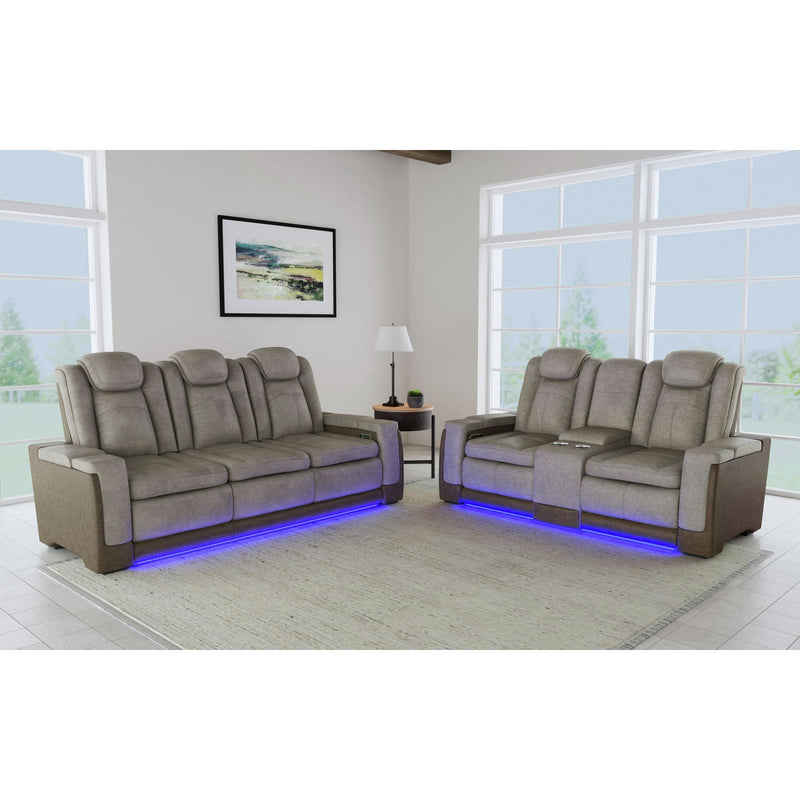 Lantana - Power Motion Sofa With Power Headrest, LED, Ddt, Reading Light And PWS - Rocky Gray/Brown