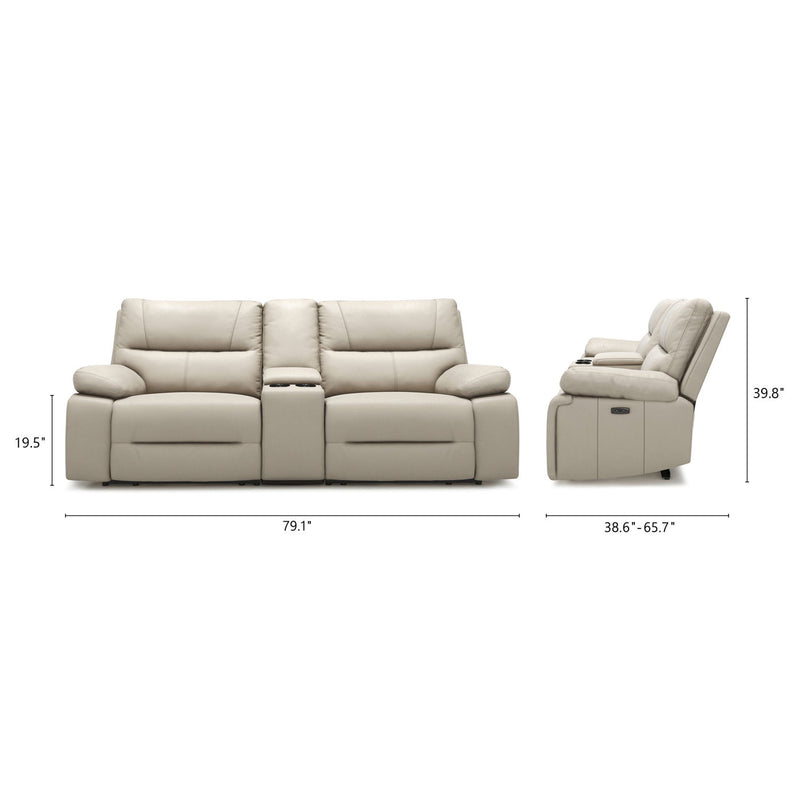 Malibu - Modern Power Motion 3 Piece Reclining Loveseat Sofa With Cup Holders - Cream Taupe Beige